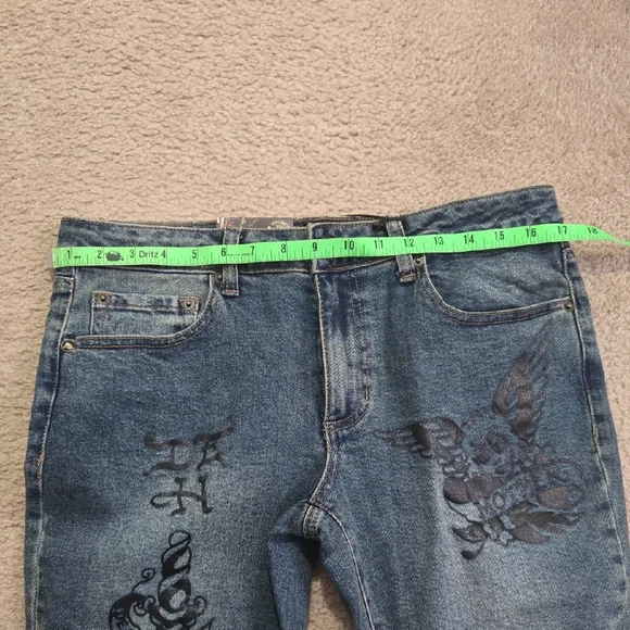 Ed Hardy Flare Jeans with Black Graphics - Picture 4 of 15